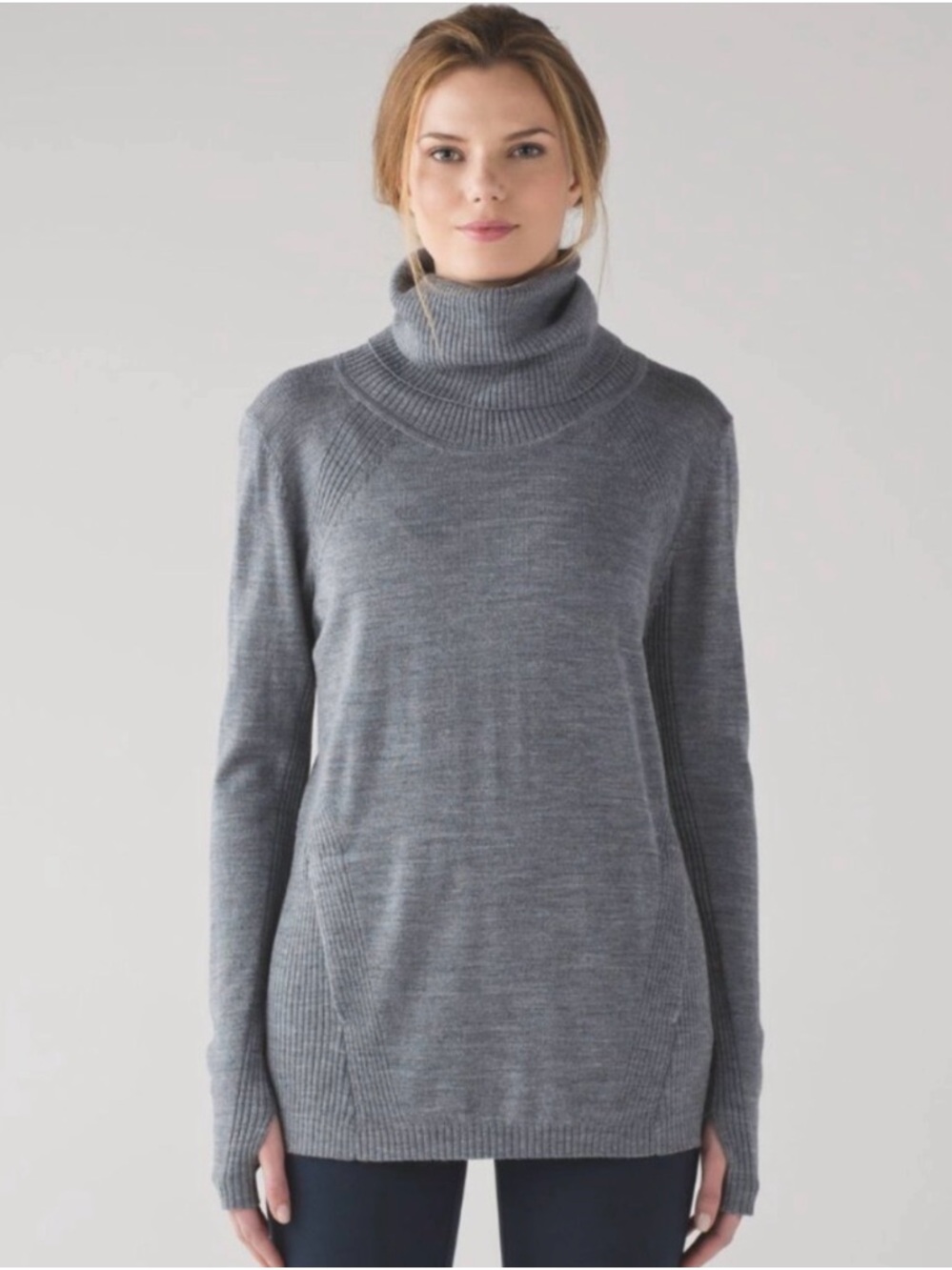 Lululemon Sweat and Savasana Sweater Merino Wool Grey Turtleneck M 8-10